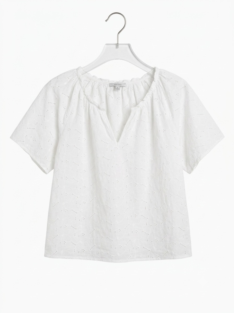 Rails Marisol Top White Cotton Embroidered Eyelet Tunic Blouse Tassels L Large